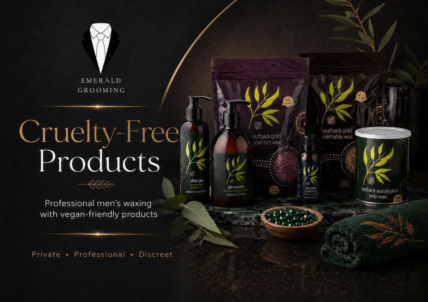 Cruelty-free vegan products used for men’s waxing in Fareham at Emerald Grooming